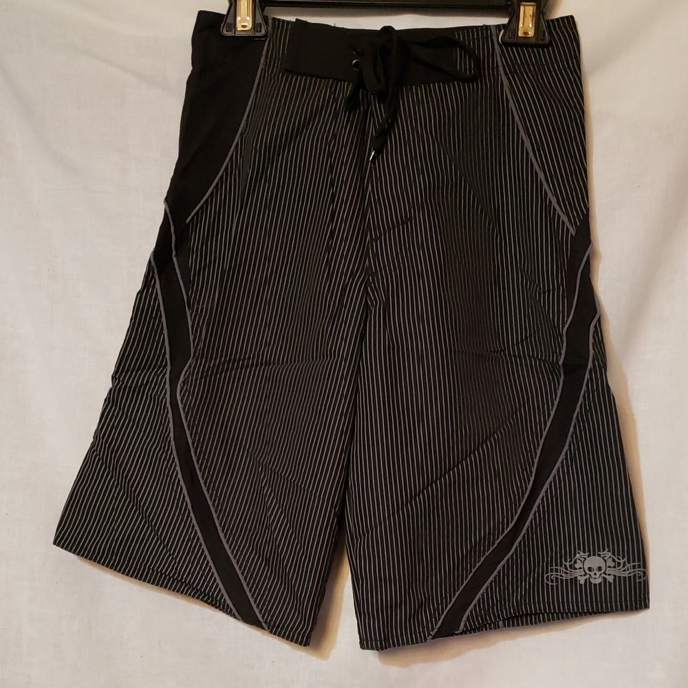 Kids Black Striped Shorts